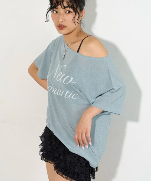 WHO'S WHO gallery（フーズフーギャラリー）の「NEW ROMANTI シアーBIGオフショルTEE（Tシャツ/カットソー・レディース・ピンク/イエロー/ミント/ブラック/オフホワイト・FREE）」の19枚目の写真
