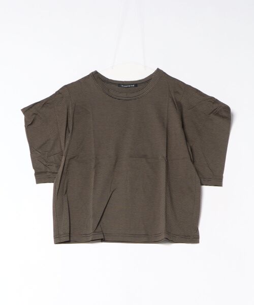 mizuiroind(ミズイロインド)の「mizuiro ind ボーダードレープスリーブTシャツ(Tシャツ/カットソー・レディース・グレー/ブラック/カーキ・FREE)」の3枚目の写真