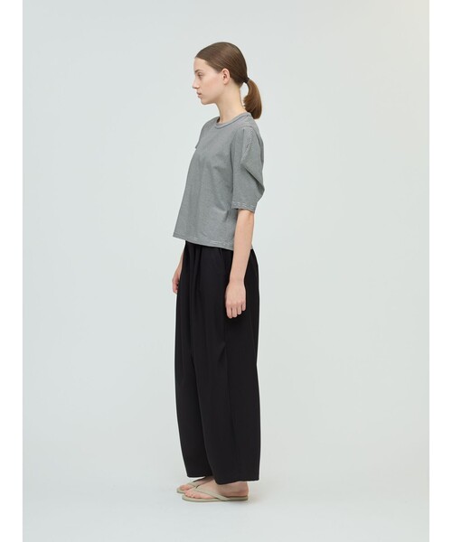 mizuiroind(ミズイロインド)の「mizuiro ind ボーダードレープスリーブTシャツ(Tシャツ/カットソー・レディース・グレー/ブラック/カーキ・FREE)」の11枚目の写真