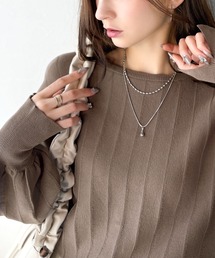 OUR ブラウン・ホワイトストライプ長袖トップス RODEO CROWNS WIDE BOWL | COOL&SMOOTH 袖ボリュームトップス