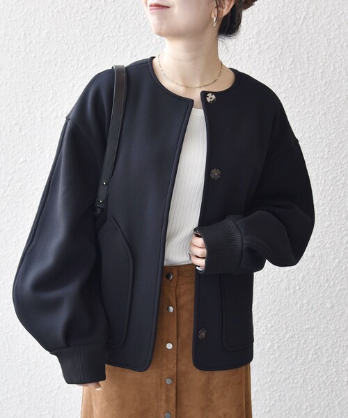 セール】SHIPS any:〈洗濯機可能〉ダンボール ノーカラー コンパクト