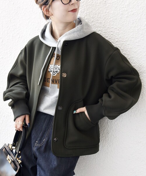 [新品,未使用]コンパクトブルゾン セール】SHIPS any:〈洗濯機可能〉ダンボール ノーカラー コンパクト