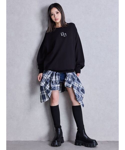 GYDA（ジェイダ）の「processing checkered print looseシャツ（シャツ/ブラウス・レディース・ブラック/ネイビー/ブラウン・FREE）」の13枚目の写真