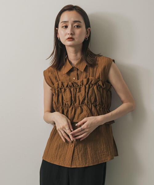 SENSE OF PLACE by URBAN RESEARCH（センスオブプレイスバイアーバンリサーチ）の「ビスチェセットノースリーブシャツ（シャツ/ブラウス・レディース・ブラック/キャメル/アイボリー・ONE）」の15枚目の写真