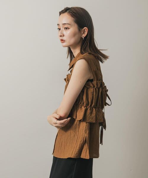 SENSE OF PLACE by URBAN RESEARCH（センスオブプレイスバイアーバンリサーチ）の「ビスチェセットノースリーブシャツ（シャツ/ブラウス・レディース・ブラック/キャメル/アイボリー・ONE）」の16枚目の写真