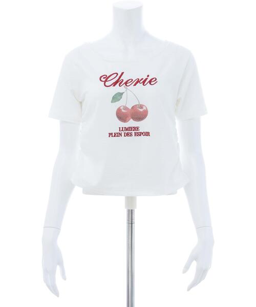INGNI(イング)の「サイドギャザーレース付チェリーロゴトップス(Tシャツ/カットソー・レディース・ライトピンク/オフホワイト/スミクロ・M)」の7枚目の写真