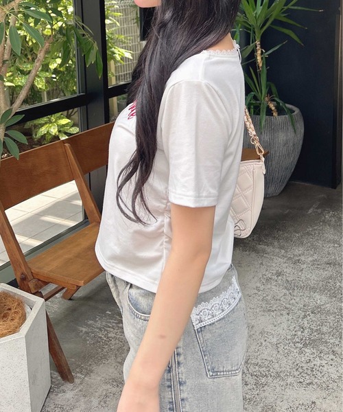 INGNI(イング)の「サイドギャザーレース付チェリーロゴトップス(Tシャツ/カットソー・レディース・ライトピンク/オフホワイト/スミクロ・M)」の17枚目の写真