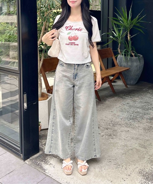 INGNI(イング)の「サイドギャザーレース付チェリーロゴトップス(Tシャツ/カットソー・レディース・ライトピンク/オフホワイト/スミクロ・M)」の19枚目の写真