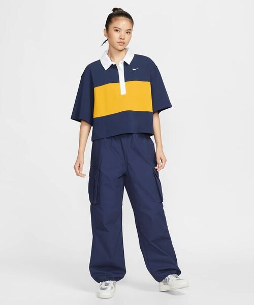 NIKE（ナイキ）の「ナイキ スポーツウェア ウィメンズ オーバーサイズド ショートスリーブ ポロ トップ / Nike Sportswear Women's Oversized Short-Sleeve Polo Top IB2154-410 Midnight Navy（ポロシャツ・レディース・ネイビー・XL/XS/S/M/L）」の19枚目の写真