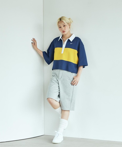 NIKE（ナイキ）の「ナイキ スポーツウェア ウィメンズ オーバーサイズド ショートスリーブ ポロ トップ / Nike Sportswear Women's Oversized Short-Sleeve Polo Top IB2154-410 Midnight Navy（ポロシャツ・レディース・ネイビー・XL/XS/S/M/L）」の5枚目の写真