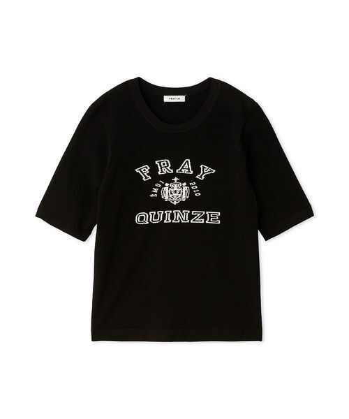 FRAY I.D（フレイアイディー）の「カレッジロゴインターシャニットプルオーバー（ニット/セーター・レディース・ブラック/その他/グレー・F）」の2枚目の写真