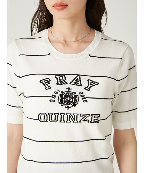 FRAY I.D（フレイアイディー）の「カレッジロゴインターシャニットプルオーバー（ニット/セーター・レディース・ブラック/その他/グレー・F）」の8枚目の写真