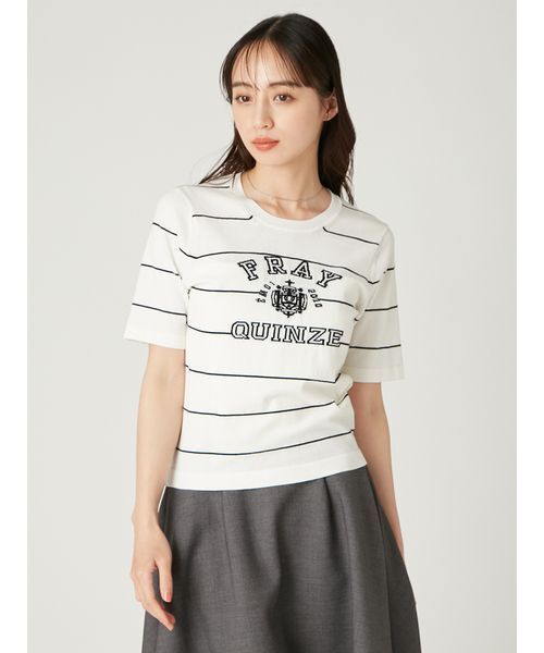 FRAY I.D（フレイアイディー）の「カレッジロゴインターシャニットプルオーバー（ニット/セーター・レディース・ブラック/その他/グレー・F）」の12枚目の写真