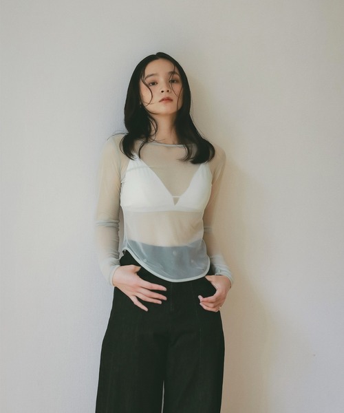 EIMY ISTOIRE(エイミーイストワール)の「シアートップス(Tシャツ/カットソー・レディース・グリーン系その他2/アイボリー/ベージュ/ブラック・F)」の5枚目の写真