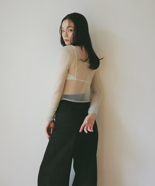 EIMY ISTOIRE(エイミーイストワール)の「シアートップス(Tシャツ/カットソー・レディース・グリーン系その他2/アイボリー/ベージュ/ブラック・F)」の6枚目の写真