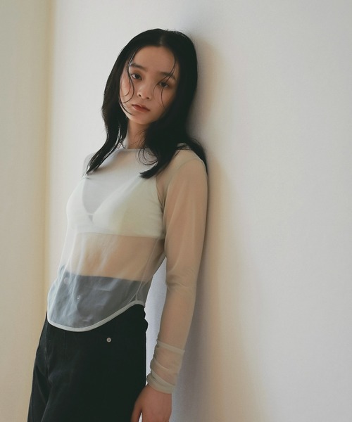 EIMY ISTOIRE(エイミーイストワール)の「シアートップス(Tシャツ/カットソー・レディース・グリーン系その他2/アイボリー/ベージュ/ブラック・F)」の7枚目の写真