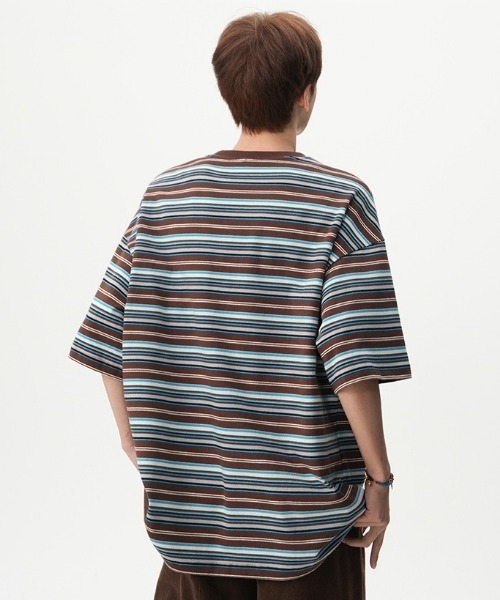 MGV(エムジーヴィー)の「マルチボーダーワンポイントカットソー(Tシャツ/カットソー・メンズ・ブラック/ブラウン・MEDIUM/LARGE/X-LARGE)」の5枚目の写真