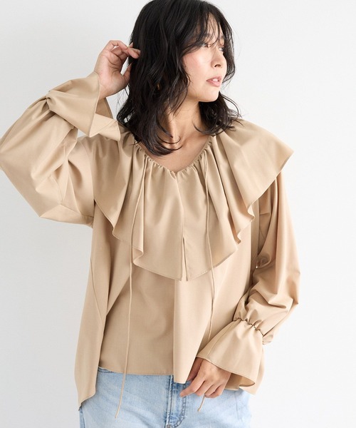 BARNYARDSTORM（バンヤードストーム）の「BARNYARDSTORM / ラッフルフリルブラウス / ハンドウォッシャブル（シャツ/ブラウス・レディース・ホワイト/ベージュ・FREE）」の20枚目の写真