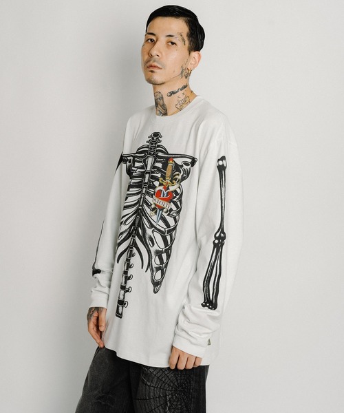 Subciety（サブサエティ）の「Skelton LS tee（Tシャツ/カットソー・メンズ・ホワイト/ブラック・X-LARGE/LARGE/MEDIUM/SMALL）」の5枚目の写真