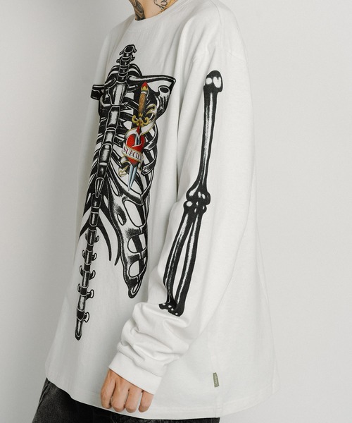 Subciety（サブサエティ）の「Skelton LS tee（Tシャツ/カットソー・メンズ・ホワイト/ブラック・X-LARGE/LARGE/MEDIUM/SMALL）」の7枚目の写真