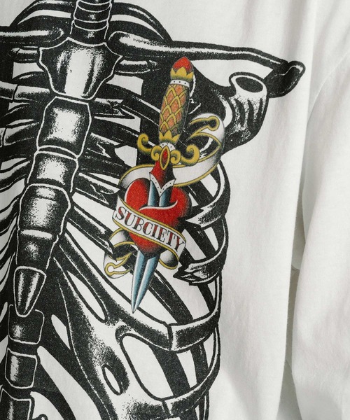 Subciety（サブサエティ）の「Skelton LS tee（Tシャツ/カットソー・メンズ・ホワイト/ブラック・X-LARGE/LARGE/MEDIUM/SMALL）」の11枚目の写真