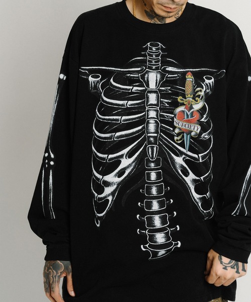 Subciety（サブサエティ）の「Skelton LS tee（Tシャツ/カットソー・メンズ・ホワイト/ブラック・X-LARGE/LARGE/MEDIUM/SMALL）」の14枚目の写真
