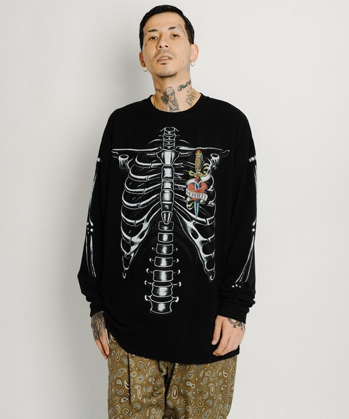 Subciety（サブサエティ）の「Skelton LS tee（Tシャツ/カットソー・メンズ・ホワイト/ブラック・X-LARGE/LARGE/MEDIUM/SMALL）」の12枚目の写真