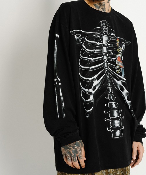 Subciety（サブサエティ）の「Skelton LS tee（Tシャツ/カットソー・メンズ・ホワイト/ブラック・X-LARGE/LARGE/MEDIUM/SMALL）」の13枚目の写真