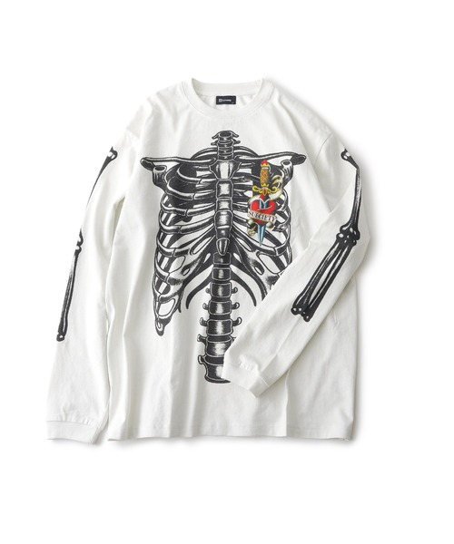 Subciety（サブサエティ）の「Skelton LS tee（Tシャツ/カットソー・メンズ・ホワイト/ブラック・X-LARGE/LARGE/MEDIUM/SMALL）」の10枚目の写真