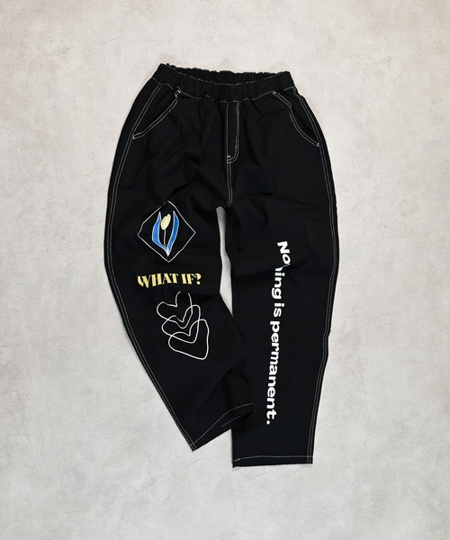 黒 ロゴプリント パンツ ツイルプリントパンツ/おとな（その他パンツ）｜MARKEY'S（マーキーズ