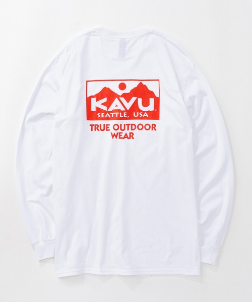 KAVU(カブー)の「KAVU/カブー True Logo LS Tee/トゥルーロゴティー(Tシャツ/カットソー・メンズ・ネイビー/マルーン/ブラック×ホワイト/ホワイト×レッド/ホワイト×ブラック/グレー/ナチュラル/ブラック×ピンク・MEDIUM/X-LARGE/LARGE)」の2枚目の写真