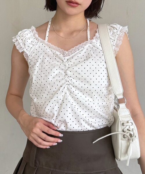 mline（エムライン）の「[mline]ドットシャーリングＴシャツ（Tシャツ/カットソー・レディース・オフホワイト/グレー/ブラック・FREE）」の8枚目の写真