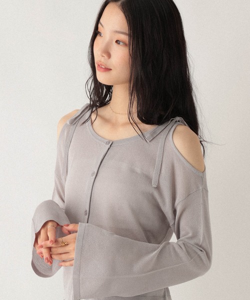 セール】ショルダースリットリボンカーディガン 583710（カーディガン