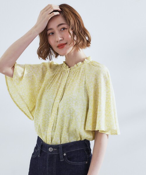 grove（グローブ）の「【洗える/お仕事/二の腕カバー】ヴィンテージサテンブラウス（シャツ/ブラウス・レディース・グリーン/ネイビー系/ライトイエロー系1/オフホワイト・01/02/03/04/05）」の4枚目の写真