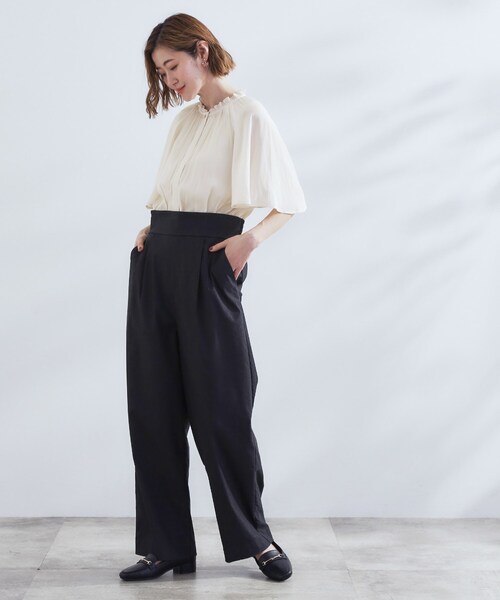 grove（グローブ）の「【洗える/お仕事/二の腕カバー】ヴィンテージサテンブラウス（シャツ/ブラウス・レディース・グリーン/ネイビー系/ライトイエロー系1/オフホワイト・01/02/03/04/05）」の9枚目の写真