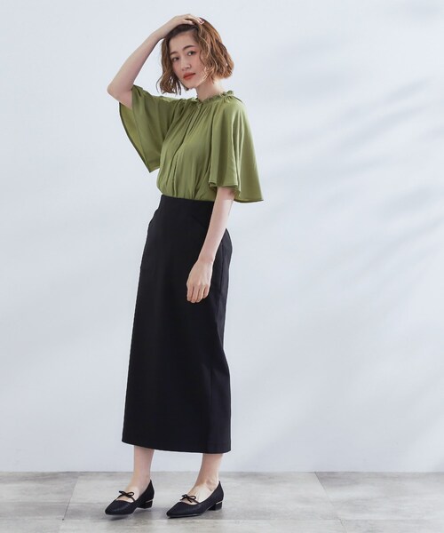 grove（グローブ）の「【洗える/お仕事/二の腕カバー】ヴィンテージサテンブラウス（シャツ/ブラウス・レディース・グリーン/ネイビー系/ライトイエロー系1/オフホワイト・01/02/03/04/05）」の11枚目の写真