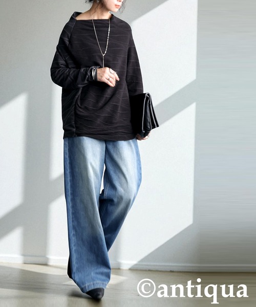 antiqua（アンティカ）の「ウェーブ柄アシンメトリートップス（その他トップス・レディース・ブラック/グレー・ONESIZE）」の11枚目の写真