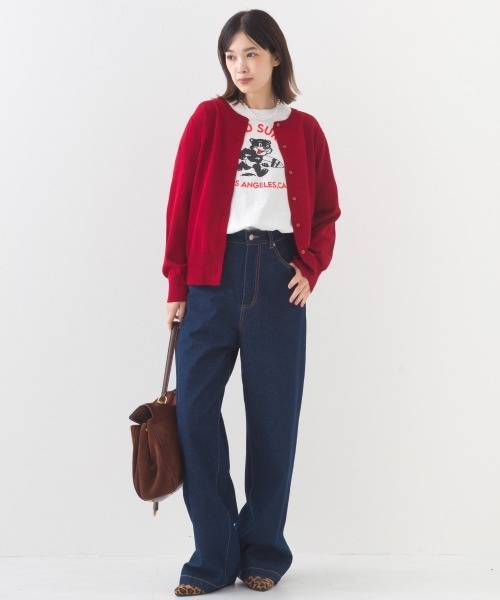 OMNES（オムネス）の「12oz ウォッシュ加工ハイウエストルーズワイドデニムパンツ（デニムパンツ・レディース・ブルー/ネイビー・SMALL/MEDIUM/LARGE）」の9枚目の写真