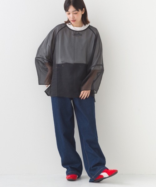 OMNES（オムネス）の「12oz ウォッシュ加工ハイウエストルーズワイドデニムパンツ（デニムパンツ・レディース・ブルー/ネイビー・SMALL/MEDIUM/LARGE）」の10枚目の写真