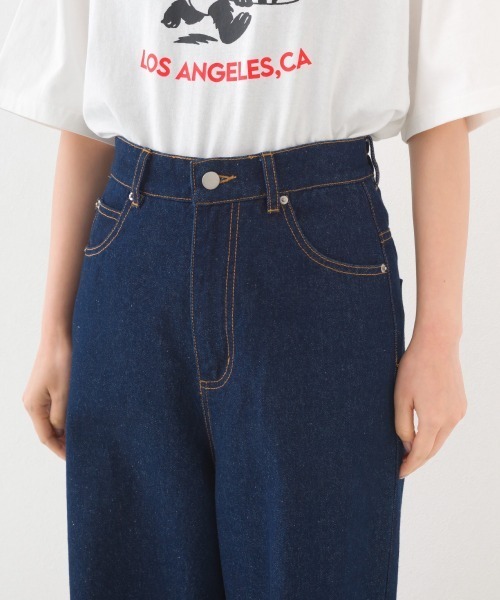 OMNES（オムネス）の「12oz ウォッシュ加工ハイウエストルーズワイドデニムパンツ（デニムパンツ・レディース・ブルー/ネイビー・SMALL/MEDIUM/LARGE）」の12枚目の写真
