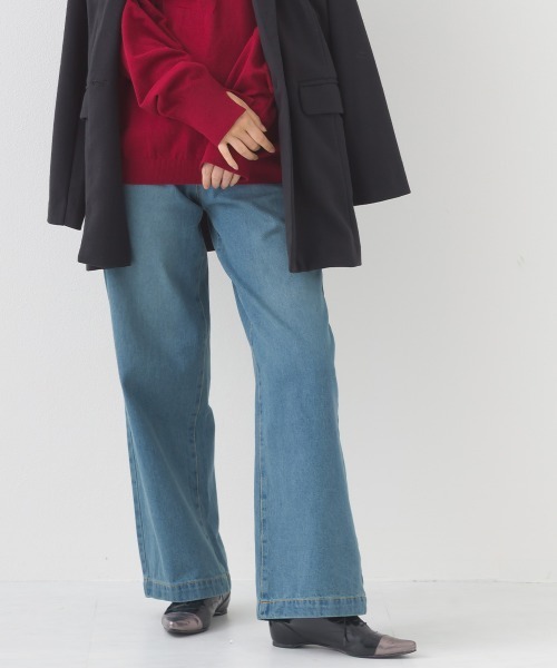 OMNES（オムネス）の「12oz ウォッシュ加工ハイウエストルーズワイドデニムパンツ（デニムパンツ・レディース・ブルー/ネイビー・SMALL/MEDIUM/LARGE）」の18枚目の写真