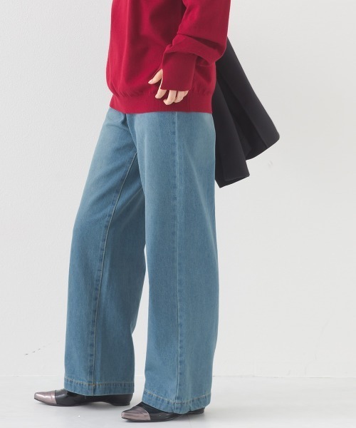 OMNES（オムネス）の「12oz ウォッシュ加工ハイウエストルーズワイドデニムパンツ（デニムパンツ・レディース・ブルー/ネイビー・SMALL/MEDIUM/LARGE）」の19枚目の写真