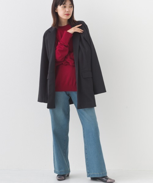 OMNES（オムネス）の「12oz ウォッシュ加工ハイウエストルーズワイドデニムパンツ（デニムパンツ・レディース・ブルー/ネイビー・SMALL/MEDIUM/LARGE）」の21枚目の写真