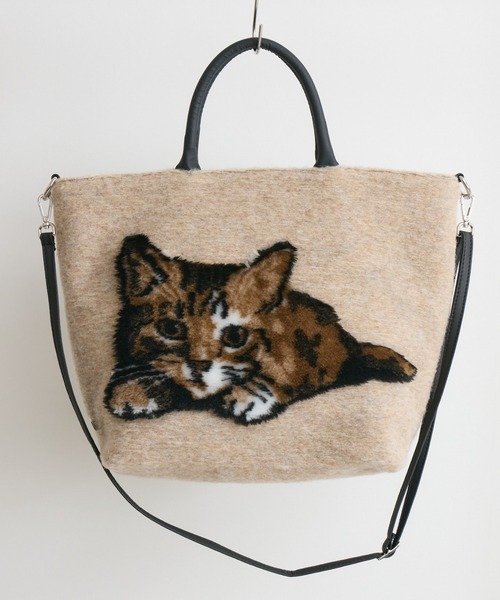 teresa cambi（テレサ・カンビ）の「【KATHARINE ROSS】【TERESACAMBI】 CAT/DOG（ハンドバッグ・レディース・ベージュ/ベージュ系その他/グレー・MEDIUM/FREE）」の3枚目の写真