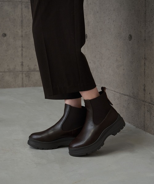 carino(カリーノ)の「厚底サイドゴアブーツ(ブーツ・レディース・ブラック/ダークブラウン/クリアブラック・24.5cm/24cm/23.5cm/23cm/22.5cm)」の1枚目の写真