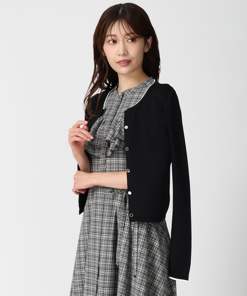 MISCH MASCH(ミッシュマッシュ)の「ベーシック総針配色カーディガン(カーディガン/ボレロ・レディース・ホワイト/ブラック/ブルー/グレー・フリ-)」の17枚目の写真
