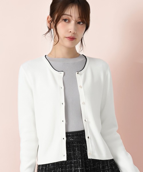 MISCH MASCH(ミッシュマッシュ)の「ベーシック総針配色カーディガン(カーディガン/ボレロ・レディース・ホワイト/ブラック/ブルー/グレー・フリ-)」の14枚目の写真