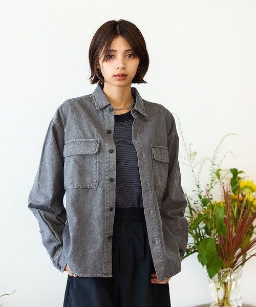ROKX（ロックス）の「ROKX/ロックス INDIGO HEMP SHIRT L/S シャツ（シャツ/ブラウス・メンズ・グレー/インディゴブルー/カーキ・S/M/XL/L）」の2枚目の写真