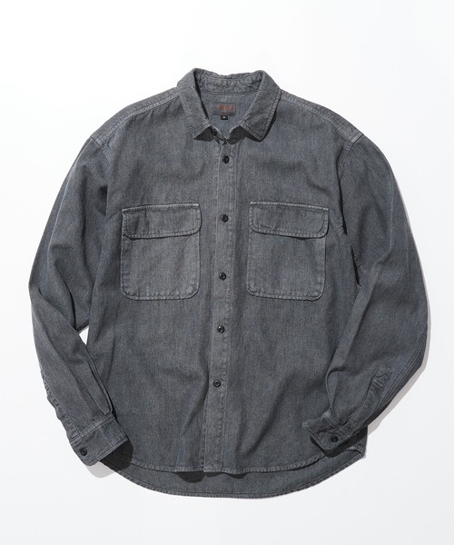 ROKX（ロックス）の「ROKX/ロックス INDIGO HEMP SHIRT L/S シャツ（シャツ/ブラウス・メンズ・グレー/インディゴブルー/カーキ・S/M/XL/L）」の4枚目の写真