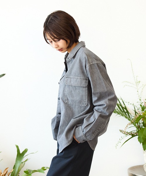 ROKX（ロックス）の「ROKX/ロックス INDIGO HEMP SHIRT L/S シャツ（シャツ/ブラウス・メンズ・グレー/インディゴブルー/カーキ・S/M/XL/L）」の6枚目の写真